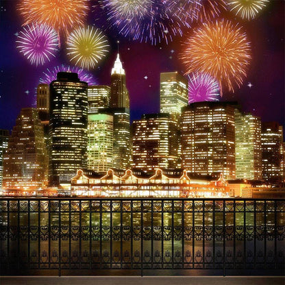 New York Fireworks Photo Backdrop - Pro 10  x 10  
