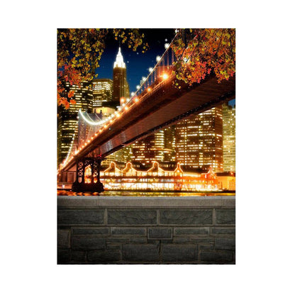 New York City Bridge And Night Lights Photo Backdrop - Basic 5.5  x 6.5  