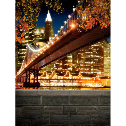 New York City Bridge And Night Lights Photo Backdrop - Basic 8  x 10  