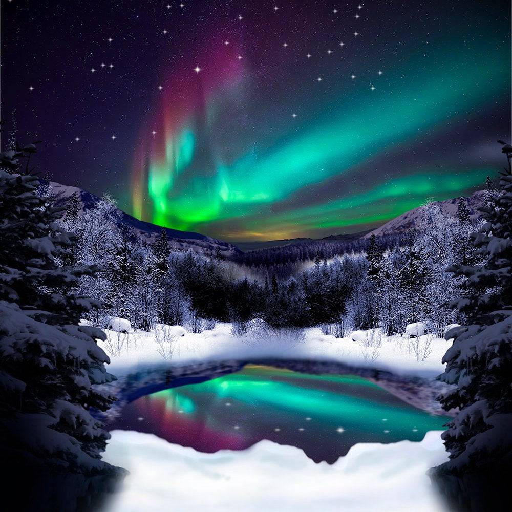 Northern Lights Aurora Borealis Photography Backdrop - Basic 10  x 8  