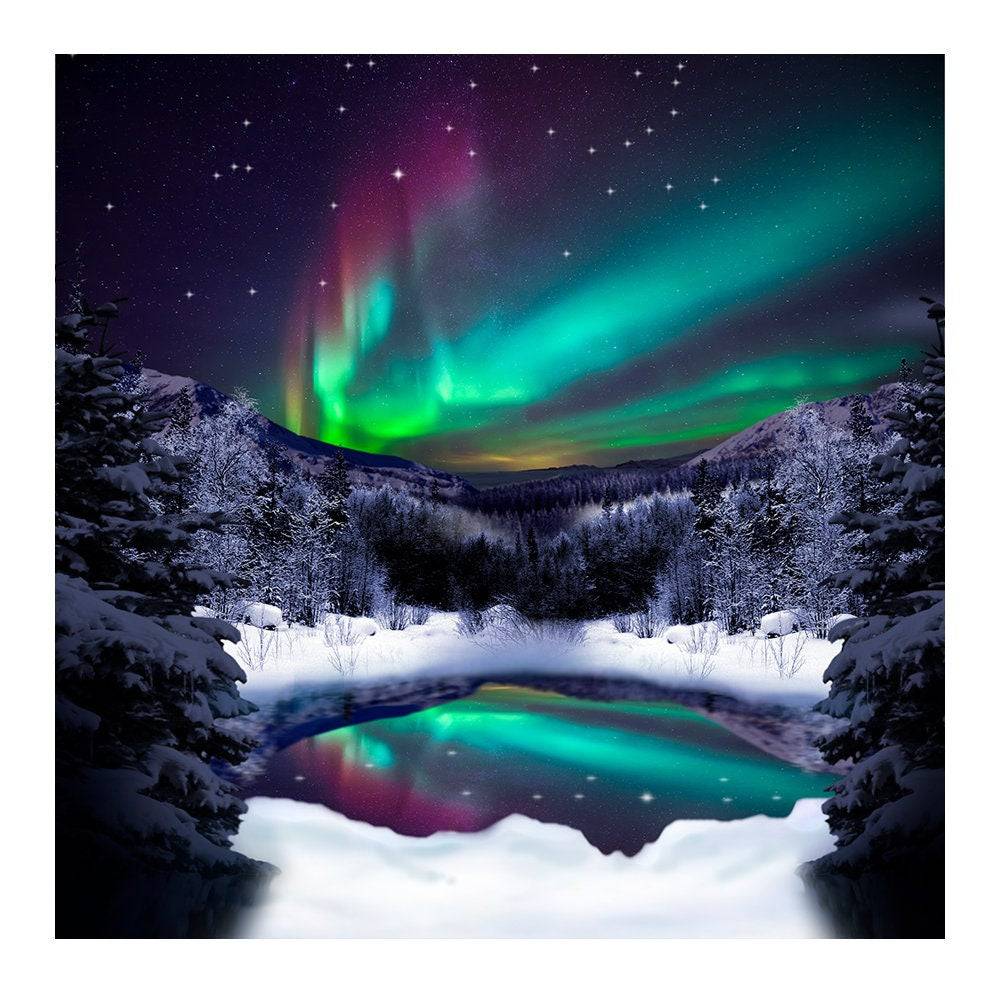 Northern Lights Aurora Borealis Photography Backdrop - Basic 8  x 8  