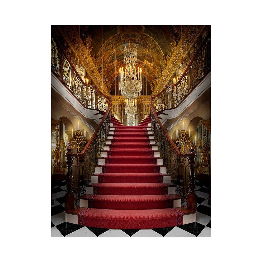 Checkered Palace Stairway Photo Backdrop - Basic 5.5  x 6.5  