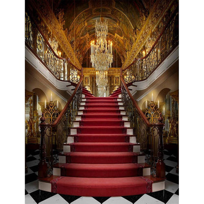 Checkered Palace Stairway Photo Backdrop - Basic 8  x 10  