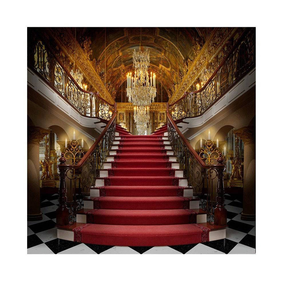 Checkered Palace Stairway Photo Backdrop - Basic 8  x 8  