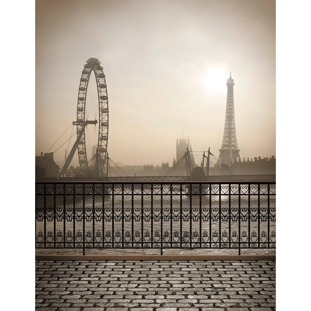 Foggy Sepia Paris Photo Backdrop - Basic 8  x 10  