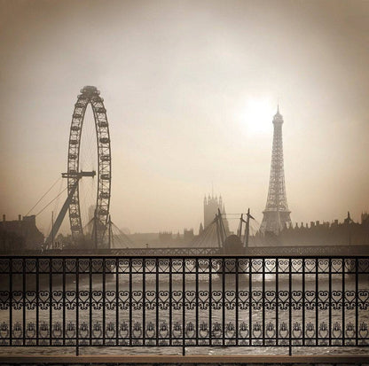 Foggy Sepia Paris Photo Backdrop - Pro 10  x 10  