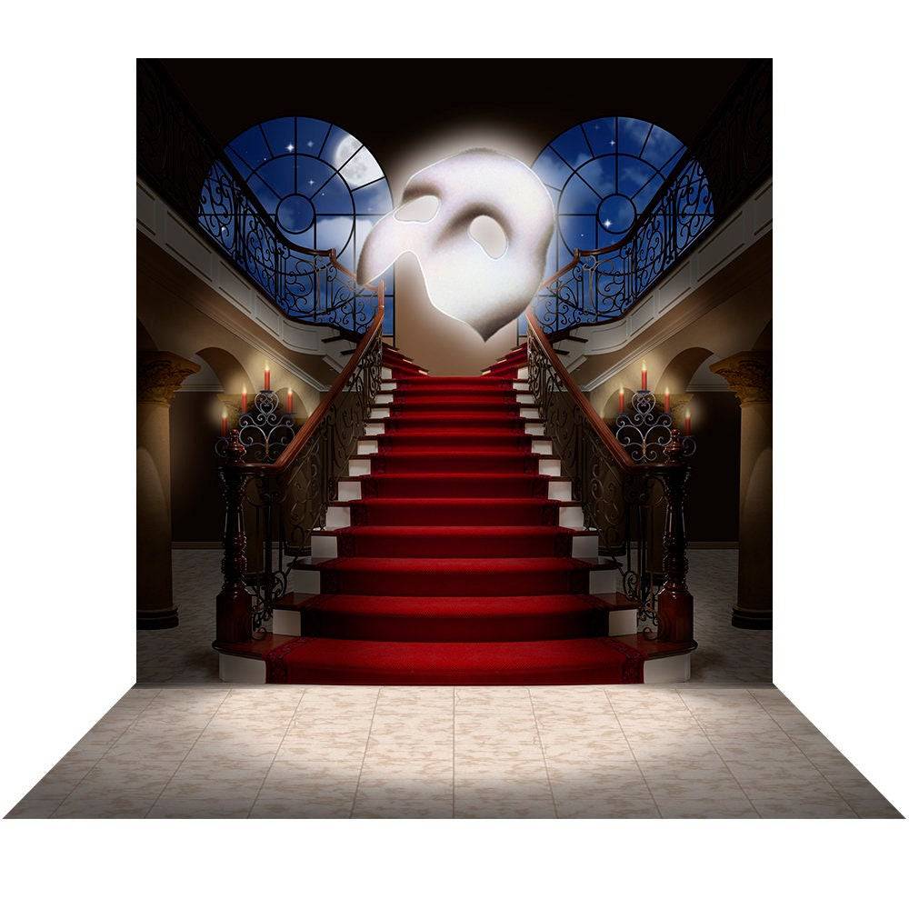Phantom of the Opera Red Carpet Staircase Photo Backdrop - Basic 8  x 16  
