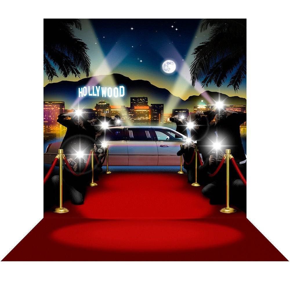 Red Carpet Paparazzi Hollywood Photography Backdrop - Basic 8  x 16  