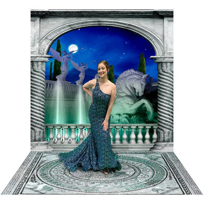 Roman Fountain Arch Photography Backdrop