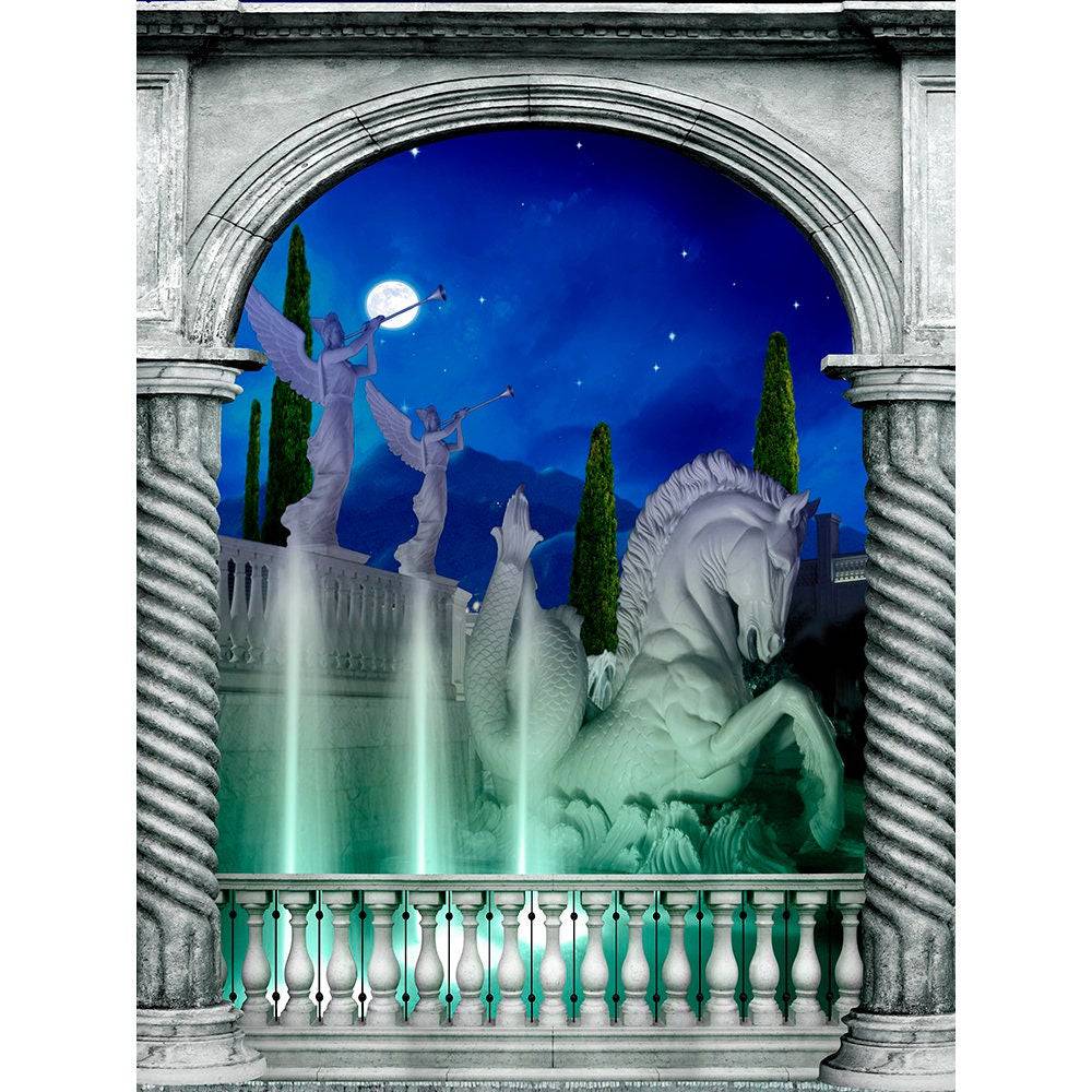 Roman Fountain Arch Photography Backdrop - Basic 8  x 10  