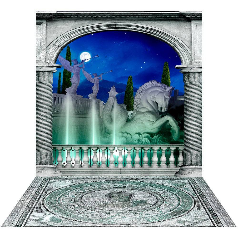 Roman Fountain Arch Photography Backdrop - Basic 8  x 16  
