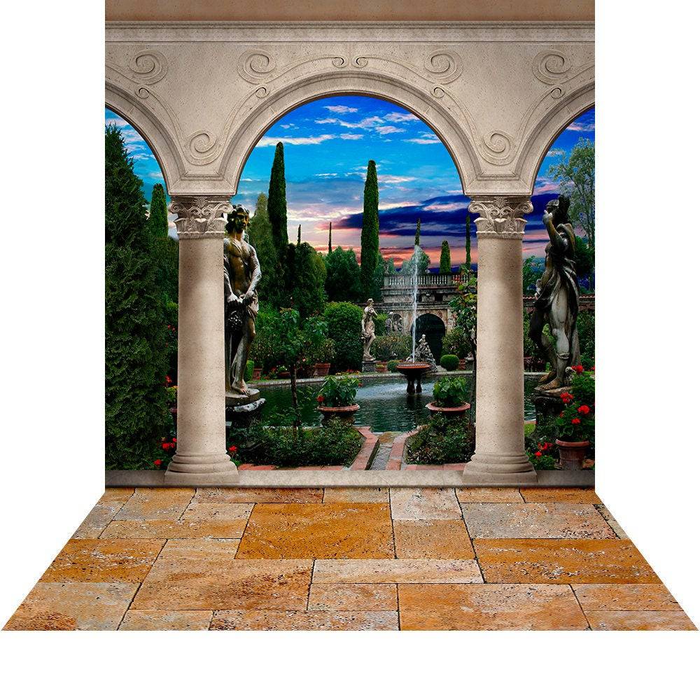 Roman Garden Arch Photography Backdrop