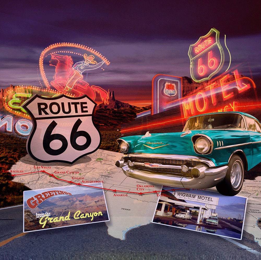 Route 66 Highway Photo Backdrop - Basic 10  x 8  