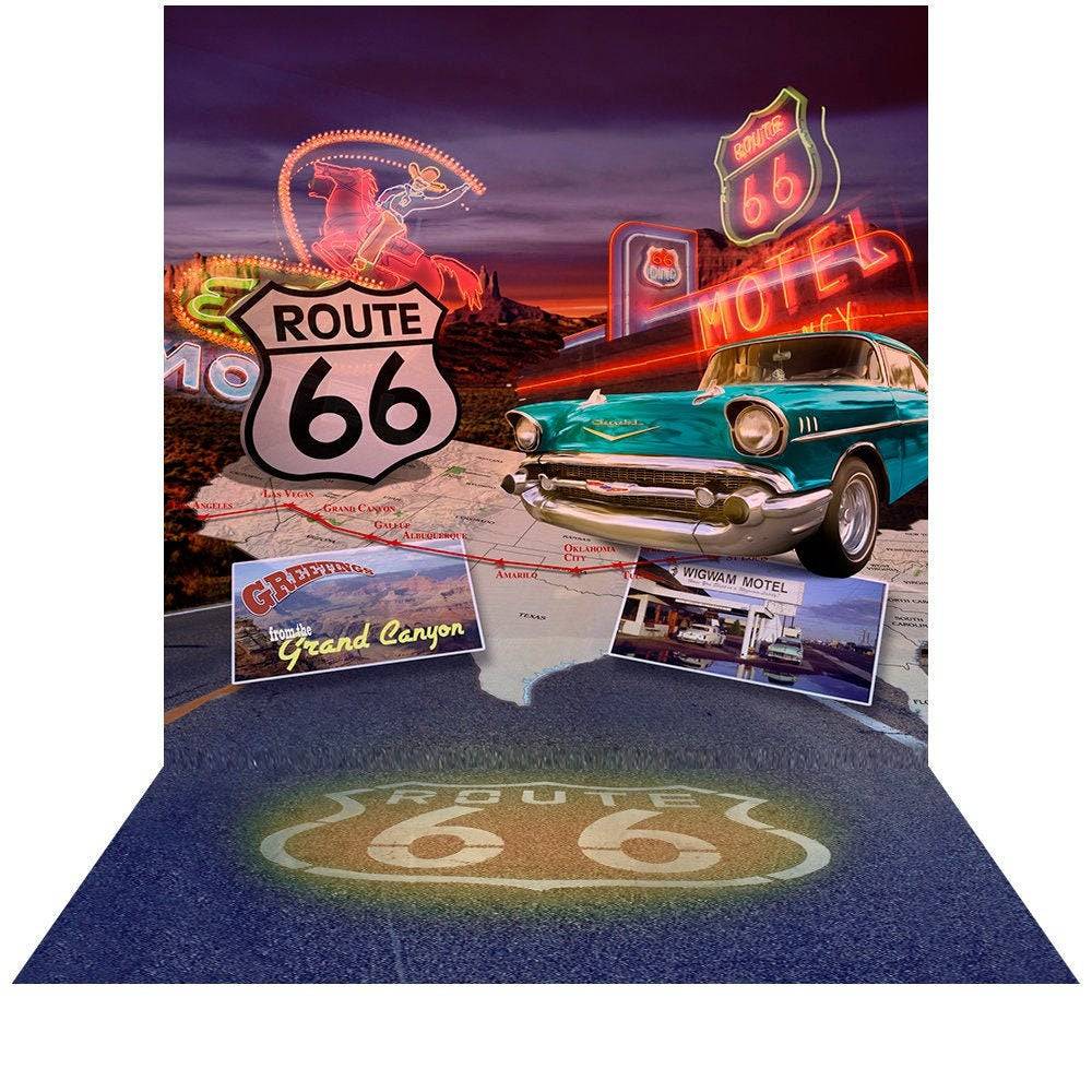 Route 66 Highway Photo Backdrop - Basic 8  x 16  