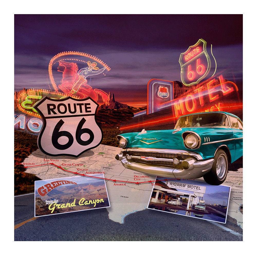 Route 66 Highway Photo Backdrop - Basic 8  x 8  