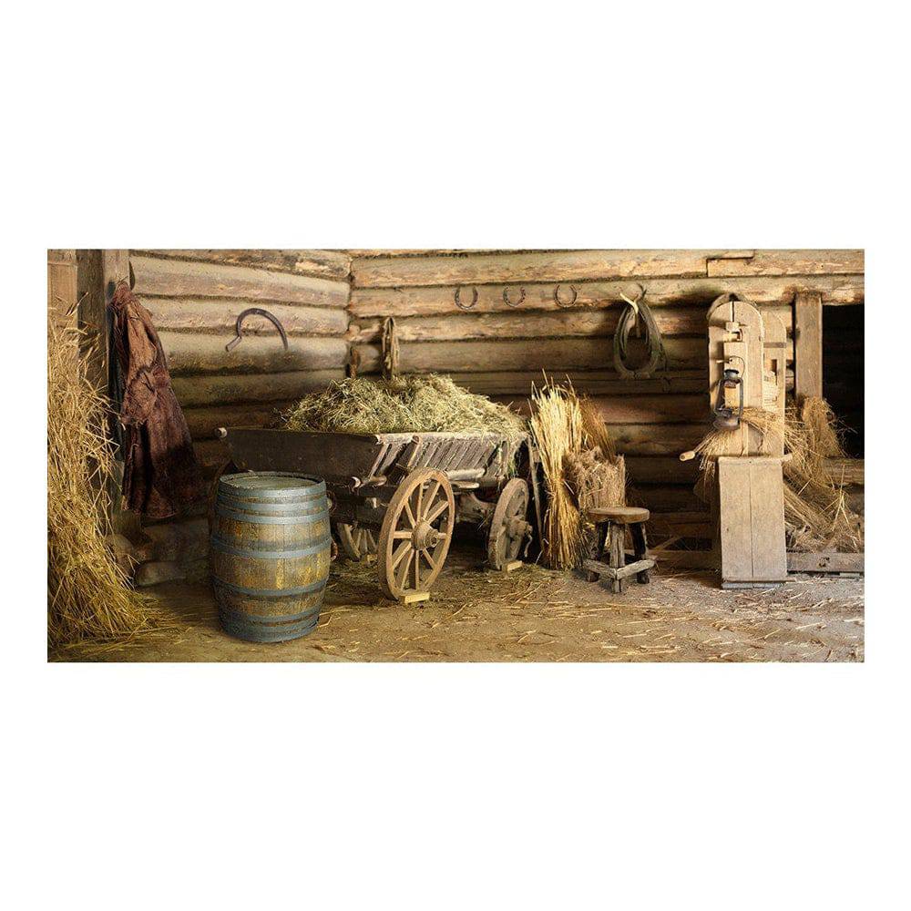 Rustic Barn Country Western Photo Backdrop - Basic 16  x 8  