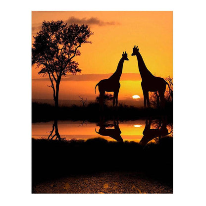 Giraffe Safari Sunset Photo Backdrop - Basic 6  x 8  