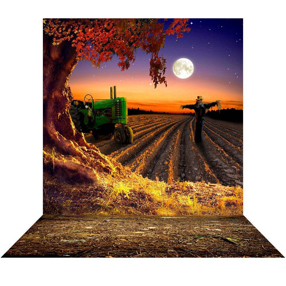 Scarecrow Harvest Moon Photo Backdrop - Basic 8  x 16  