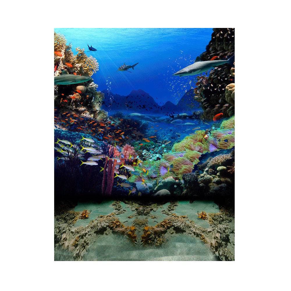 Shark Coral Reef Ocean Bottom Photo Backdrop - Basic 5.5  x 6.5  