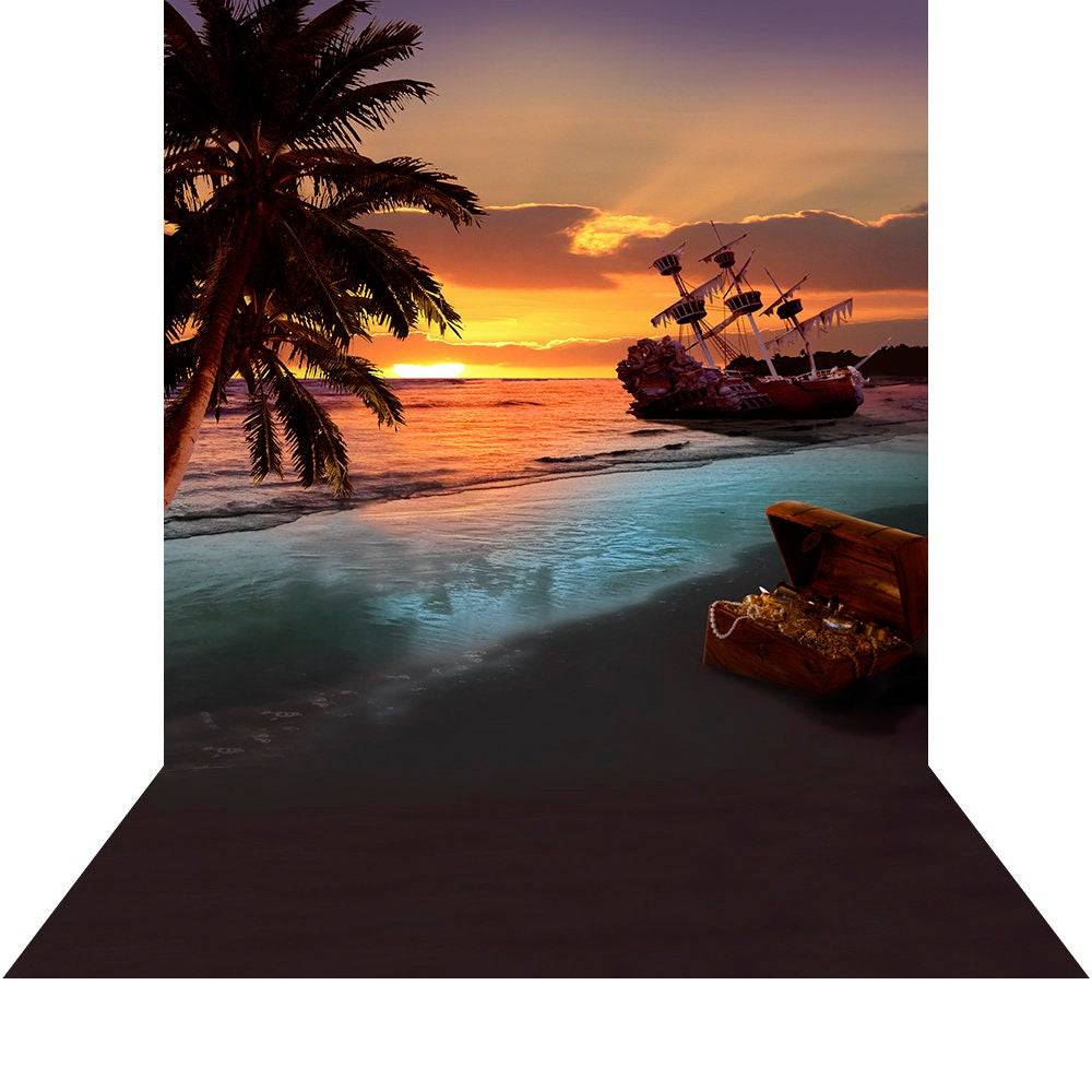 Shipwreck Sunset Beach Photo Backdrop