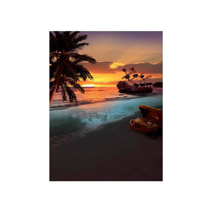 Shipwreck Sunset Beach Photo Backdrop - Basic 4.4  x 5  