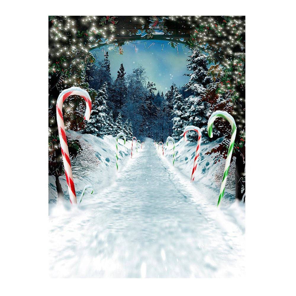 Snow Peppermint Lane Christmas Photo Backdrop - Basic 6  x 8  