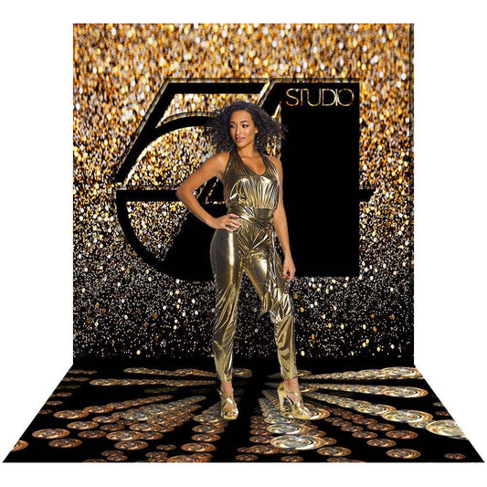 Studio 54 Birthday Party Photo Backdrop with Floor, 70s Party Backdrop - Basic 4.4 x 5