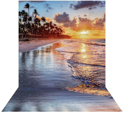 Sunset Beach Palm Trees Photo Backdrop - Basic 8  x 16  