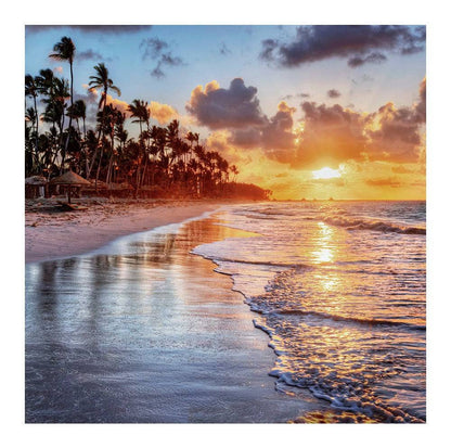 Sunset Beach Palm Trees Photo Backdrop - Basic 8  x 8  