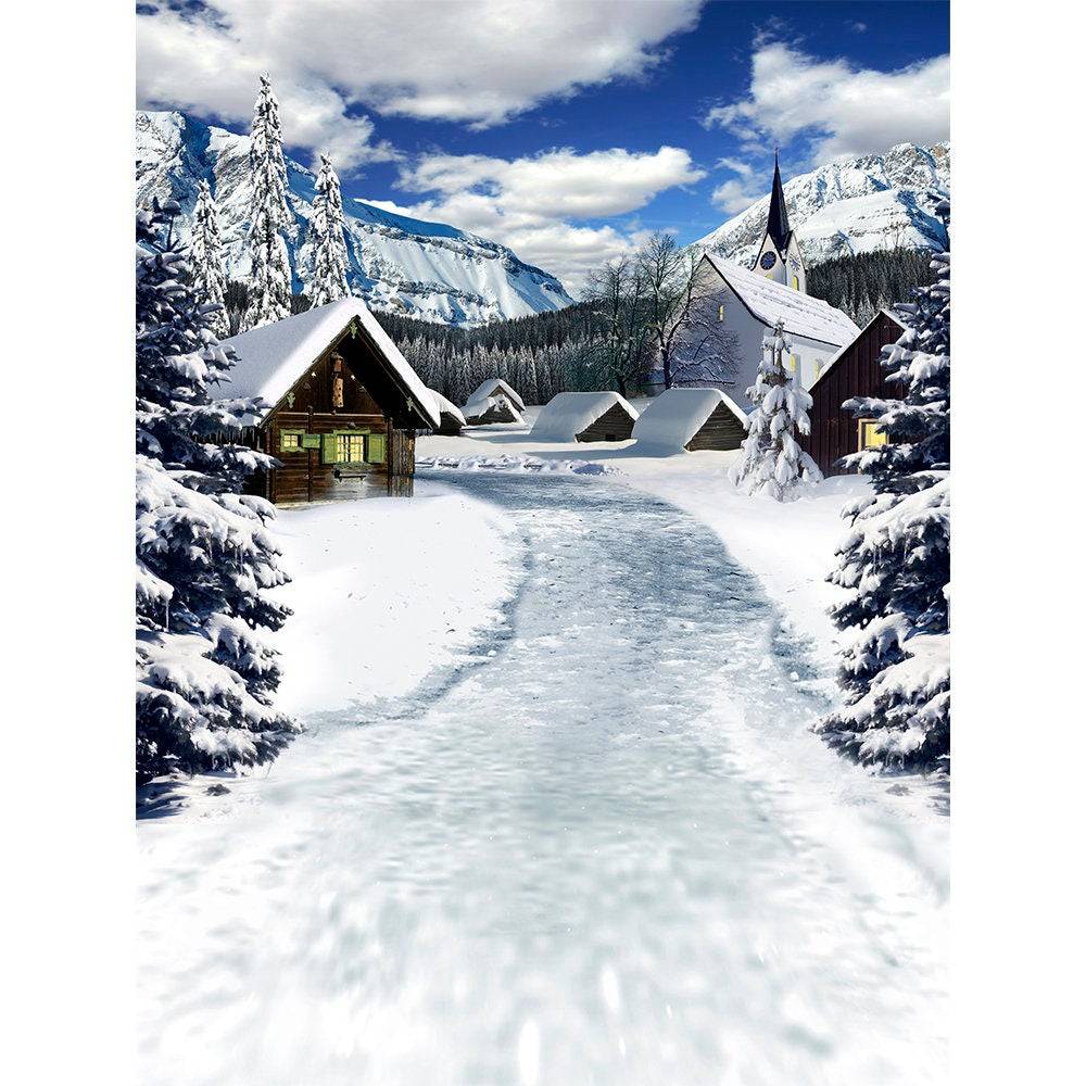 Swiss Winter Holiday Photo Backdrop - Basic 8  x 10  