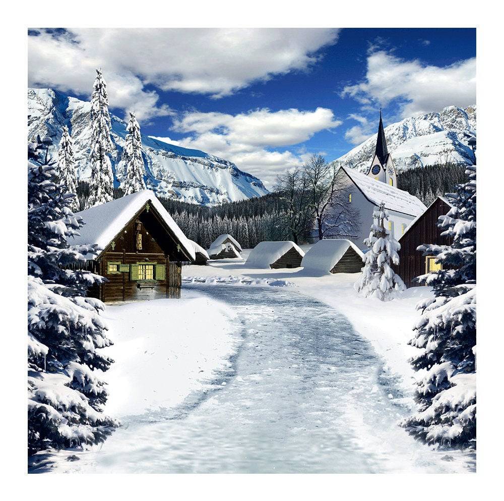 Swiss Winter Holiday Photo Backdrop - Basic 8  x 8  
