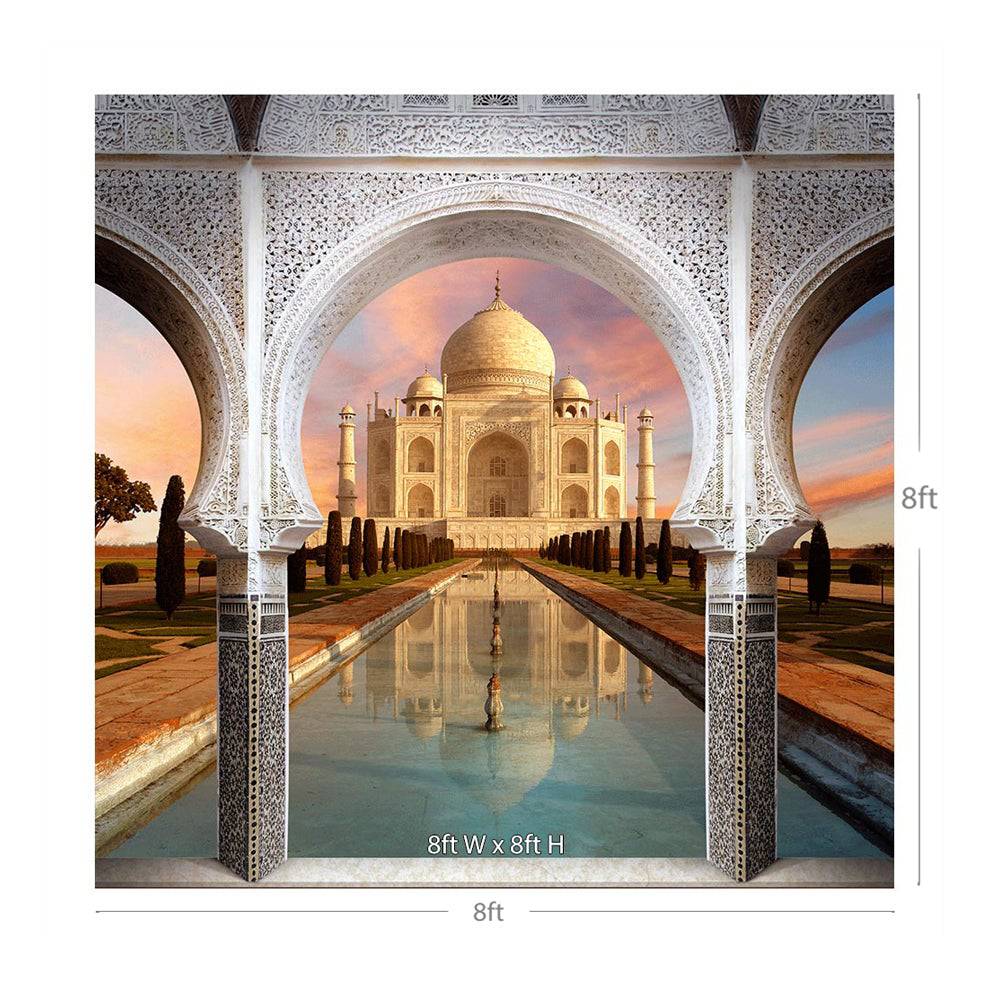 Taj Mahal Arch Way at Daytime Photo Backdrop - Pro 8  x 8  