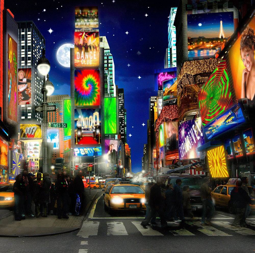 Times Square In Full Color Photo Backdrop - Pro 10  x 10  
