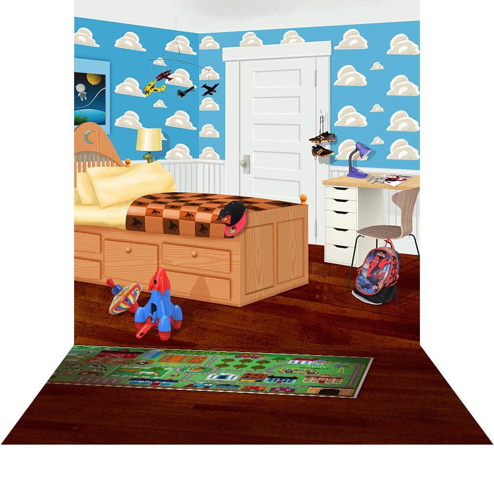 Toy Story Cartoon Bedroom Photo Backdrop