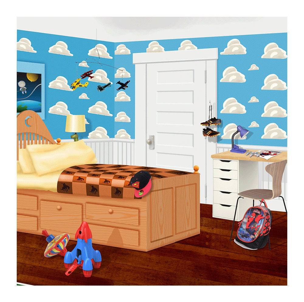 Toy Story Cartoon Bedroom Photo Backdrop - Basic 8  x 8  
