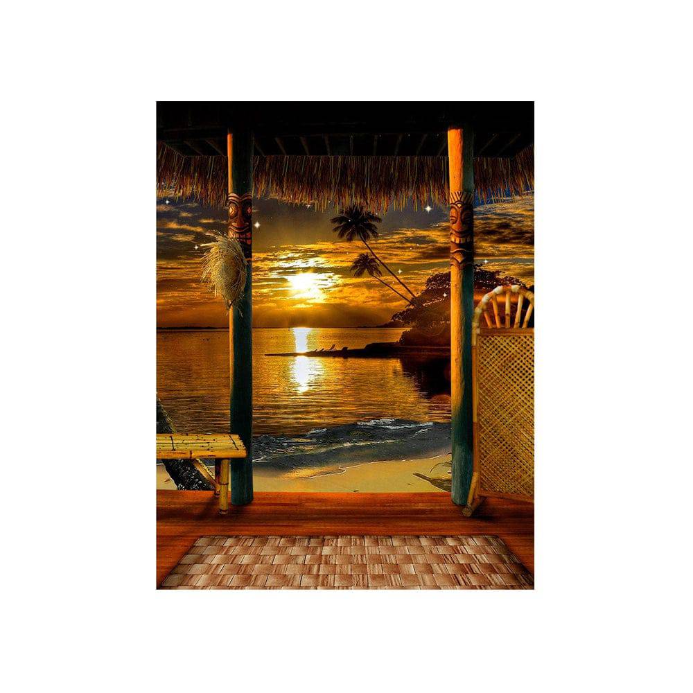 Tropical Beach Sunset Photo Backdrop - Basic 4.4  x 5  