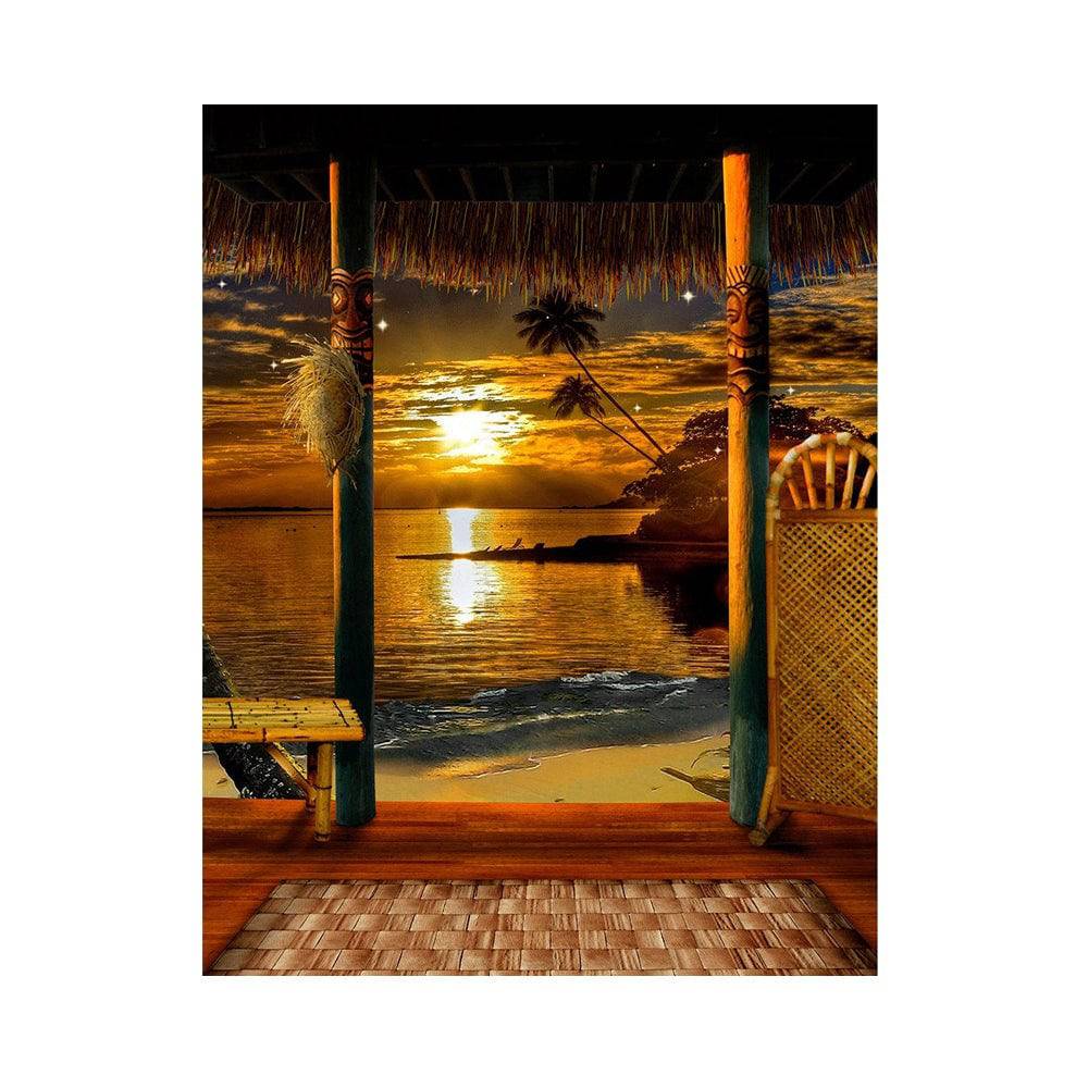 Tropical Beach Sunset Photo Backdrop - Basic 5.5  x 6.5  
