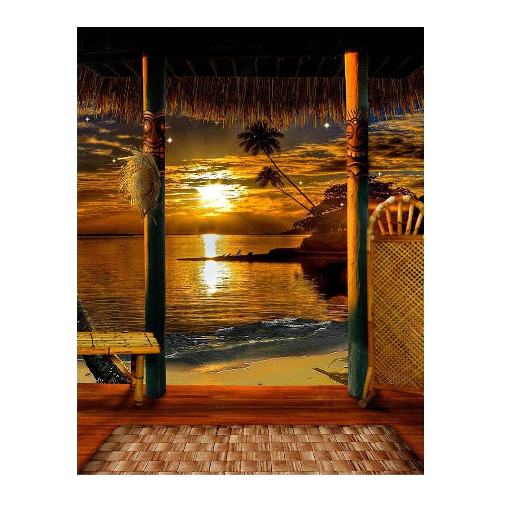 Tropical Beach Sunset Photo Backdrop - Basic 6  x 8  