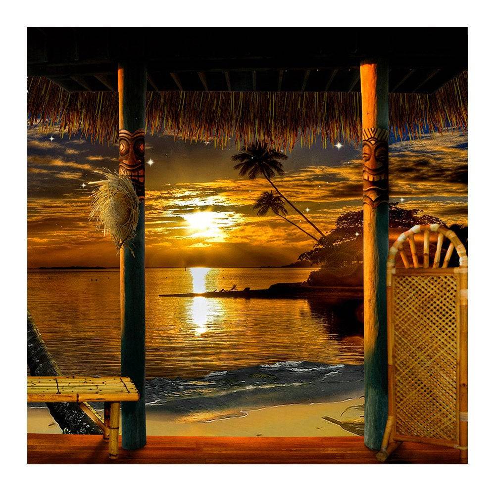 Tropical Beach Sunset Photo Backdrop - Basic 8  x 8  