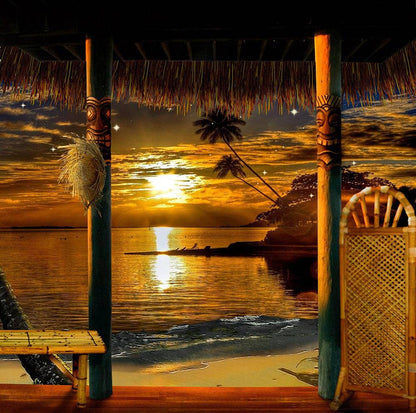 Tropical Beach Sunset Photo Backdrop - Pro 10  x 10  