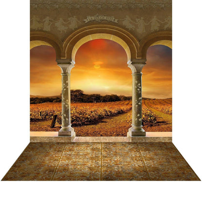 Tuscan Vineyard Sunset Archway Photo Backdrop
