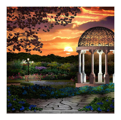 Twilight Gazebo Garden Photography Backdrop - Basic 8  x 8  