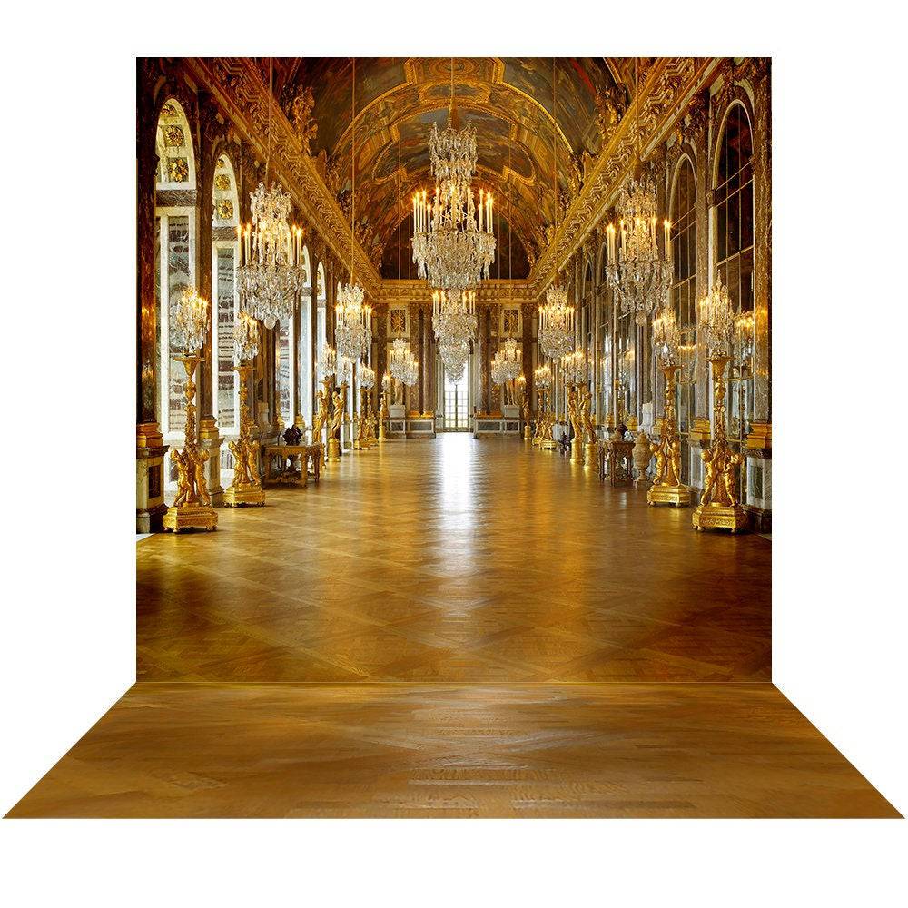 Versailles France Chandelier Hall Photo Backdrop - Basic 8  x 16  