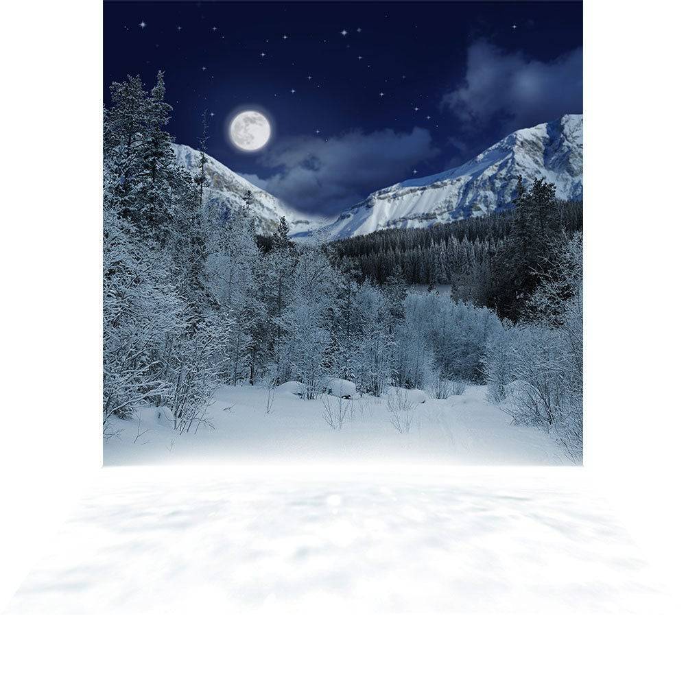 White Snowy Alpine Photo Backdrop - Basic 8  x 16  