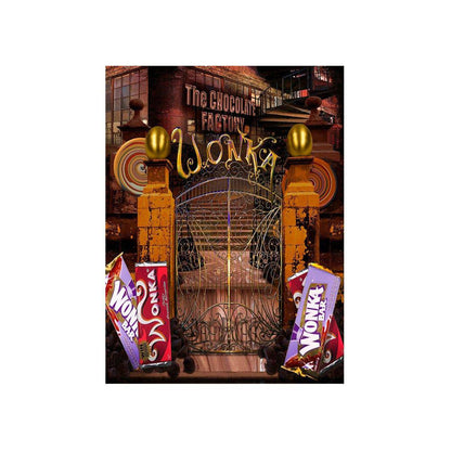 Willy Wonka Chocolate Factory Gates Photo Backdrop - Basic 4.4  x 5  