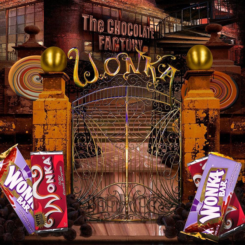 Willy Wonka Chocolate Factory Gates Photo Backdrop - Pro 10  x 10  