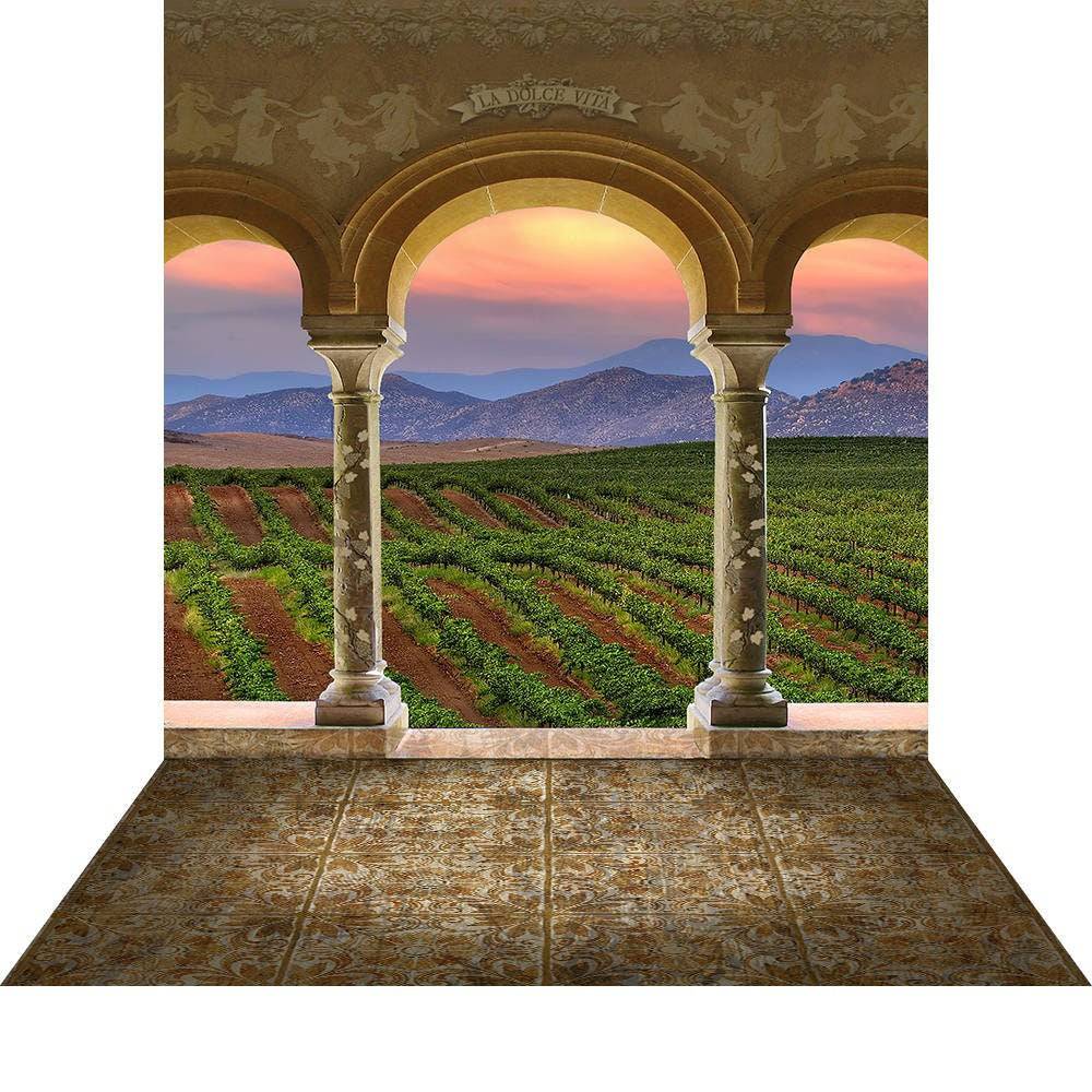 Wine Country Vineyard Columns Photography Backdrop - Basic 8  x 16  