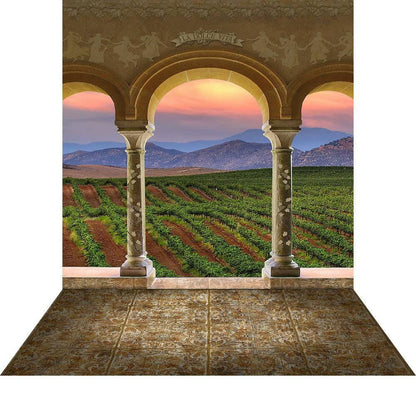 Wine Country Vineyard Columns Photography Backdrop - Pro 9  x 16  