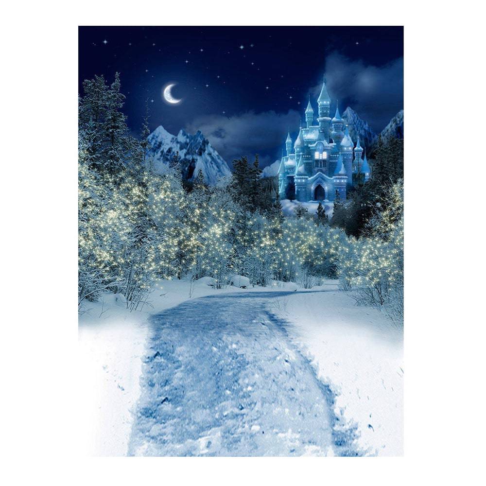 Snowy Winter Castle At Night Photo Backdrop - Pro 6  x 8  