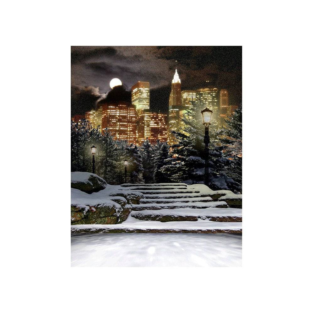 Winter City At Night Photo Backdrop - Basic 4.4  x 5  